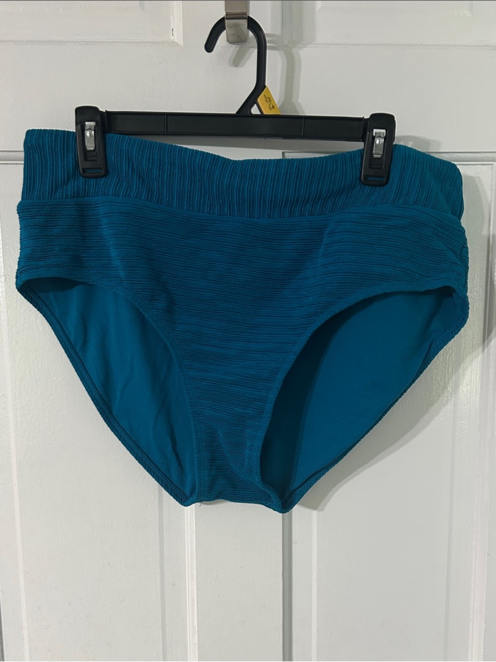 Time and Tru Teal Ribbed High-Waist Swim Bottoms
